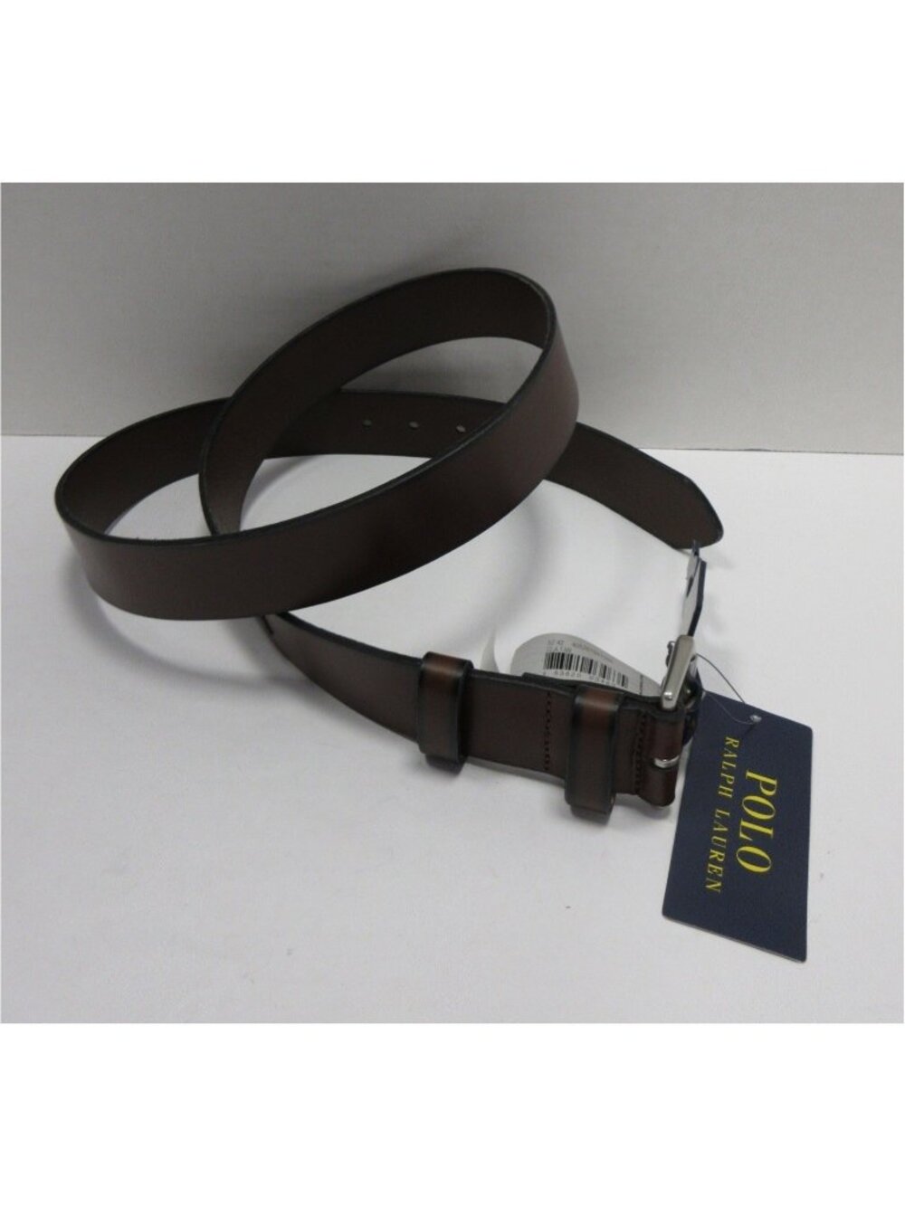 Polo Ralph Lauren Belt 42 Cow Leather Y2K Classic Dress Silver Buckle